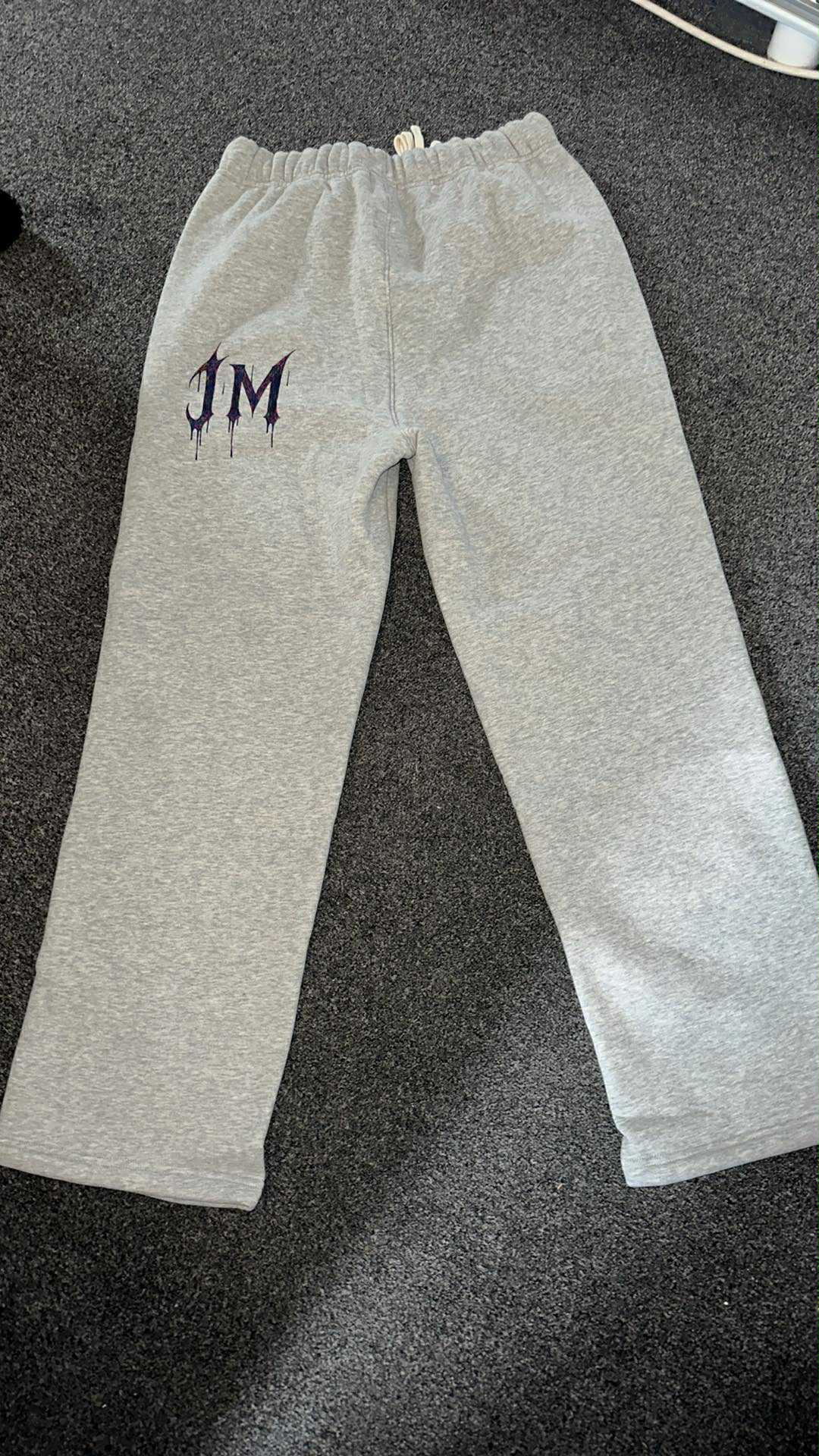 Joggers-unisex  Glitched Jm-grey                ( Streetwear Unisex Solid Color Fleece Straight Leg Pants)