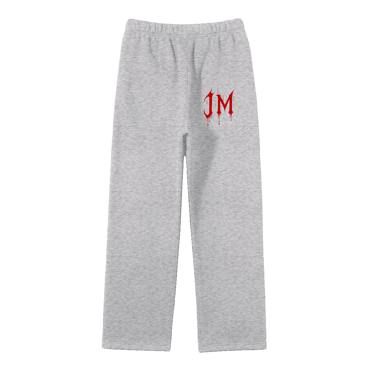 Joggers-Red JM -grey                         Unisex Solid Color Fleece Straight Leg Pants