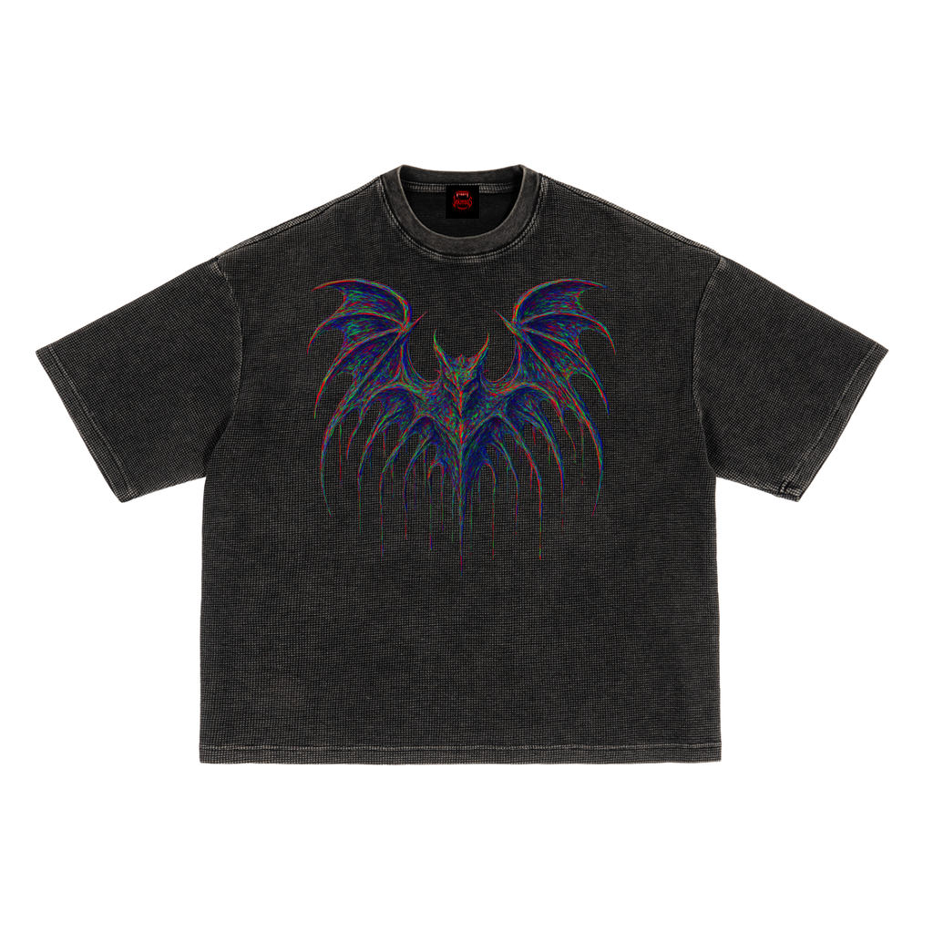 Top-unisex  GLITCHED only the front design no back.        (Waffle-Texture Washed Boxy T-Shirt)