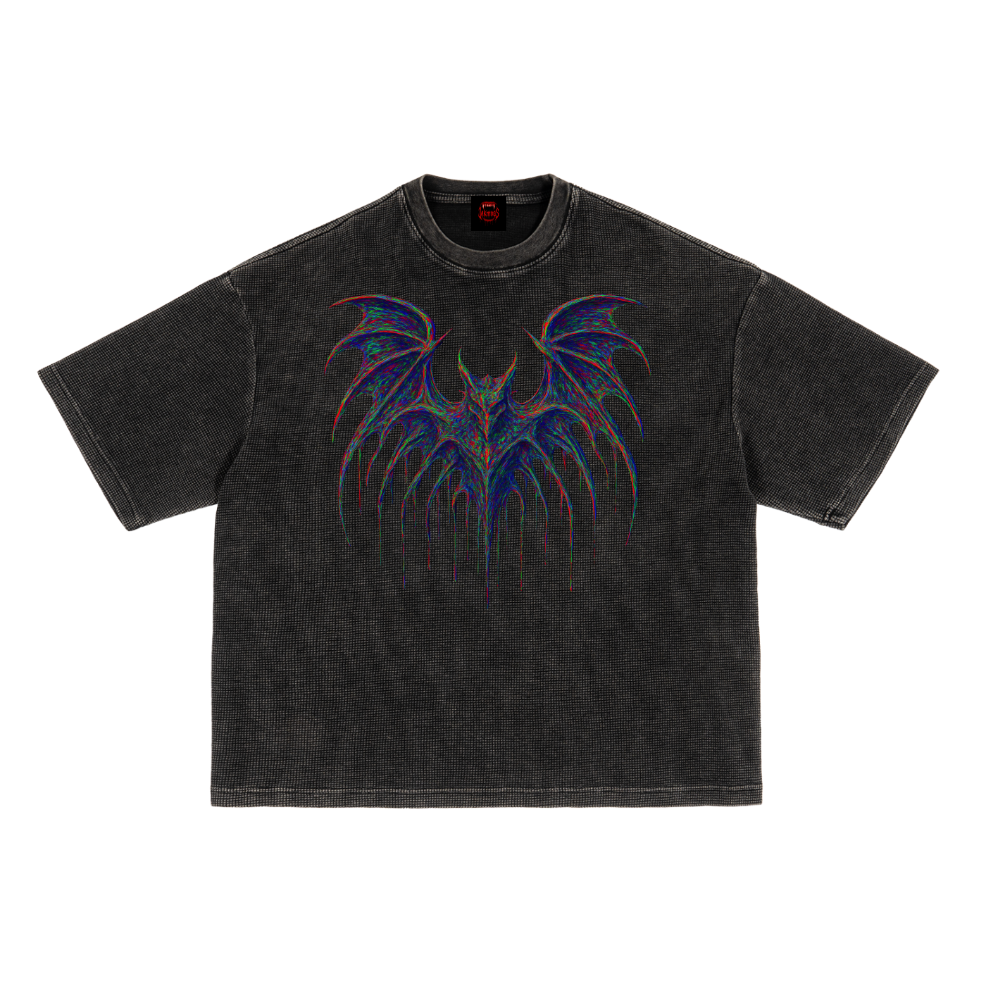 Top-unisex  GLITCHED only the front design no back.        (Waffle-Texture Washed Boxy T-Shirt)