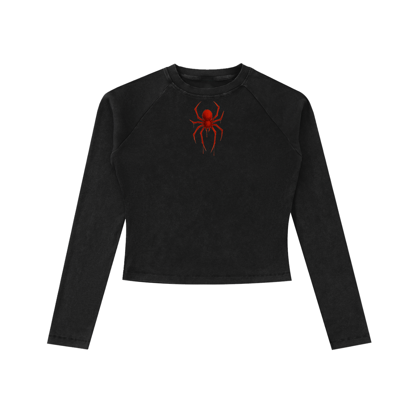 Dyed Washed Raglan Long Sleeve Slim T-Shirt