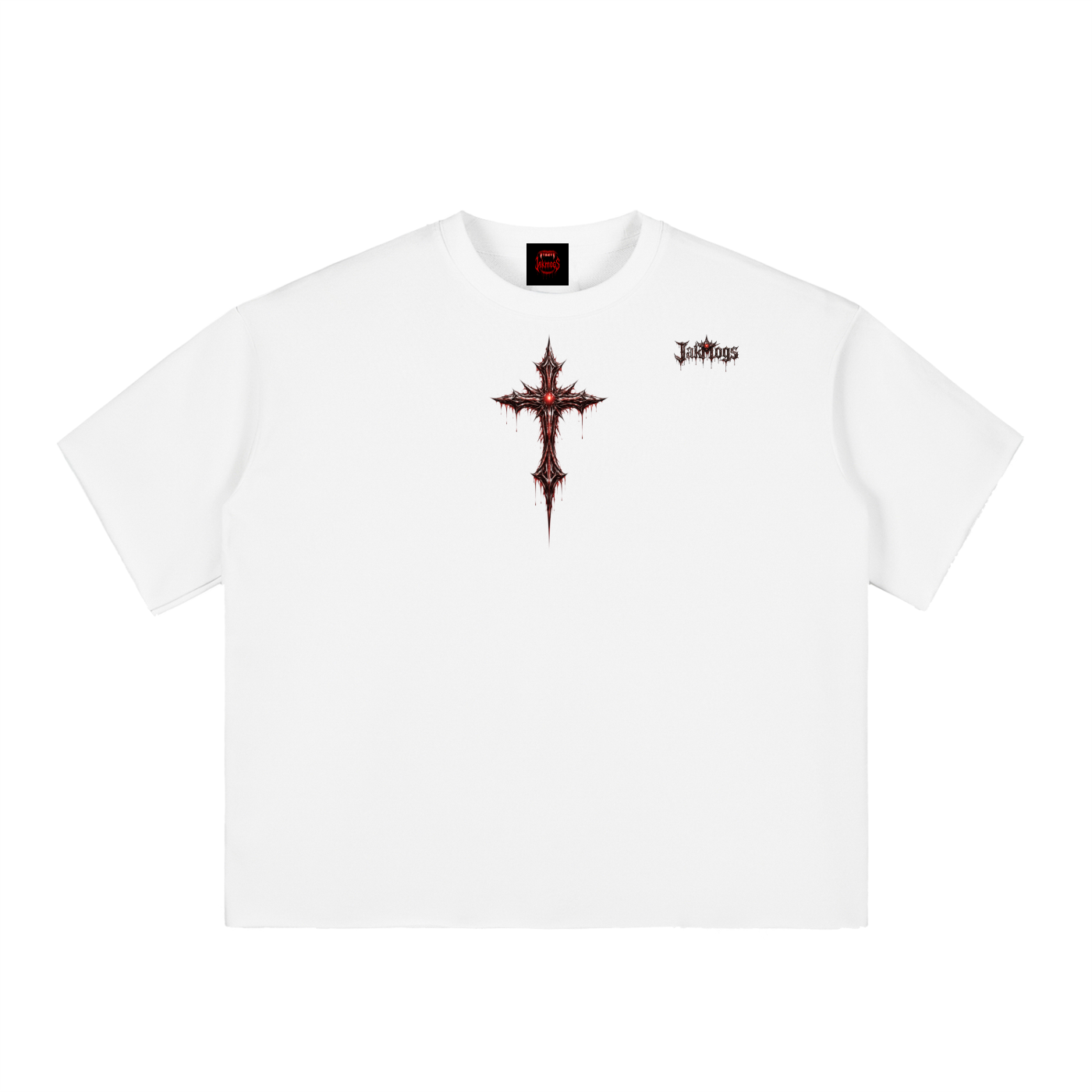 Jakmogs Boxy Half-Sleeve Raw-Edge T-Shirt