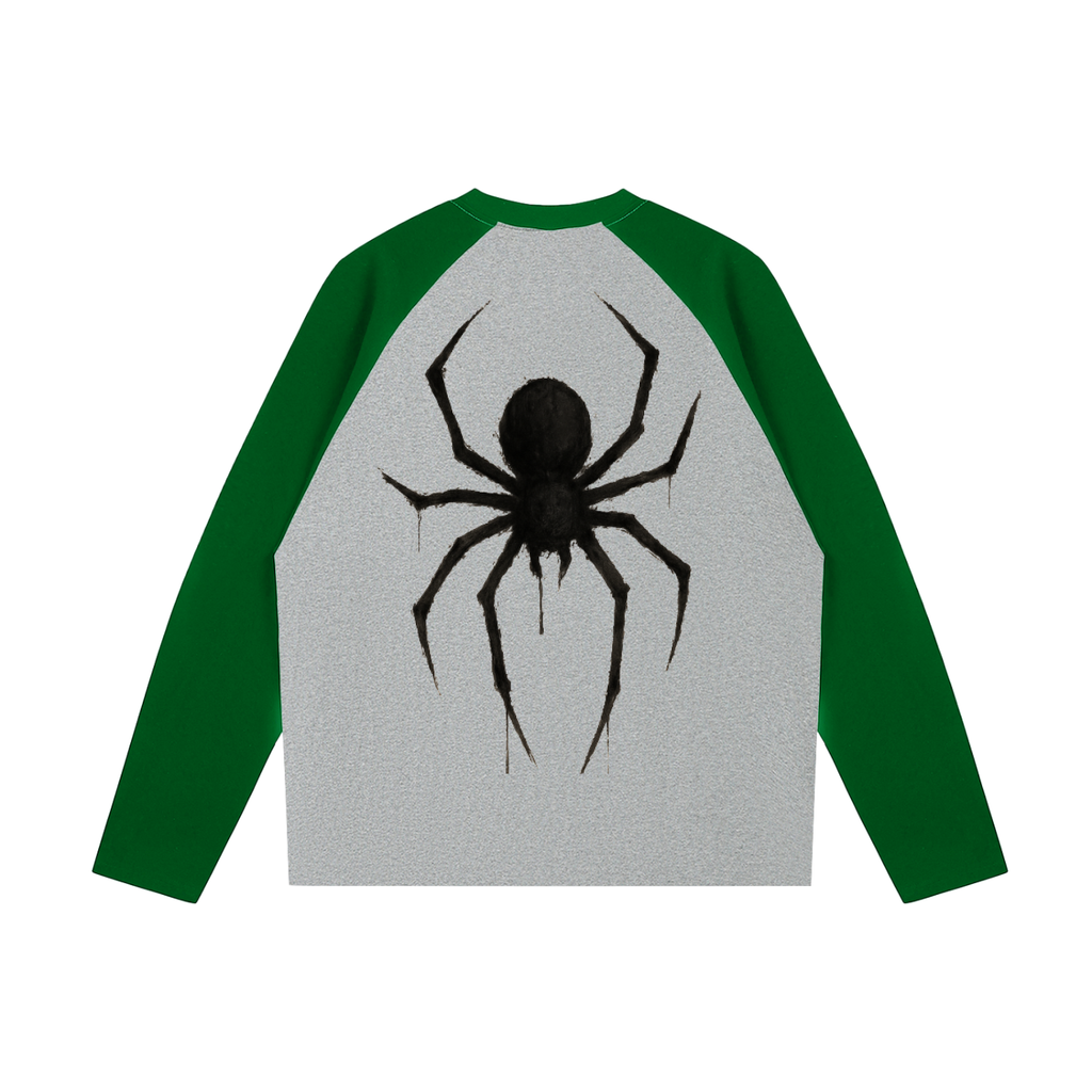 Sleeve black unhinged spider unisex Color-Blocked Raglan Long-Sleeve T-Shirt
