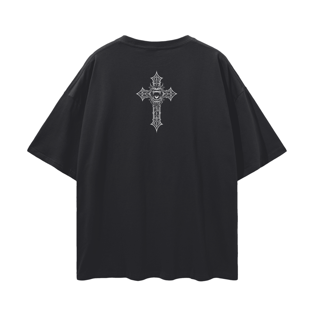 Top jakmogs x cross.            Streetwear Loose Drop Shoulder T-Shirt