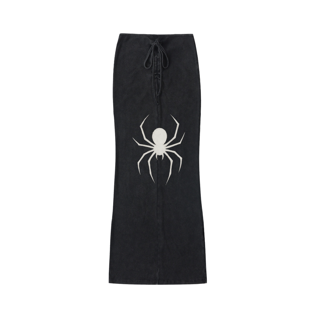 Womens spider x unhinged Dyed Washed Drawstring Maxi Skirt