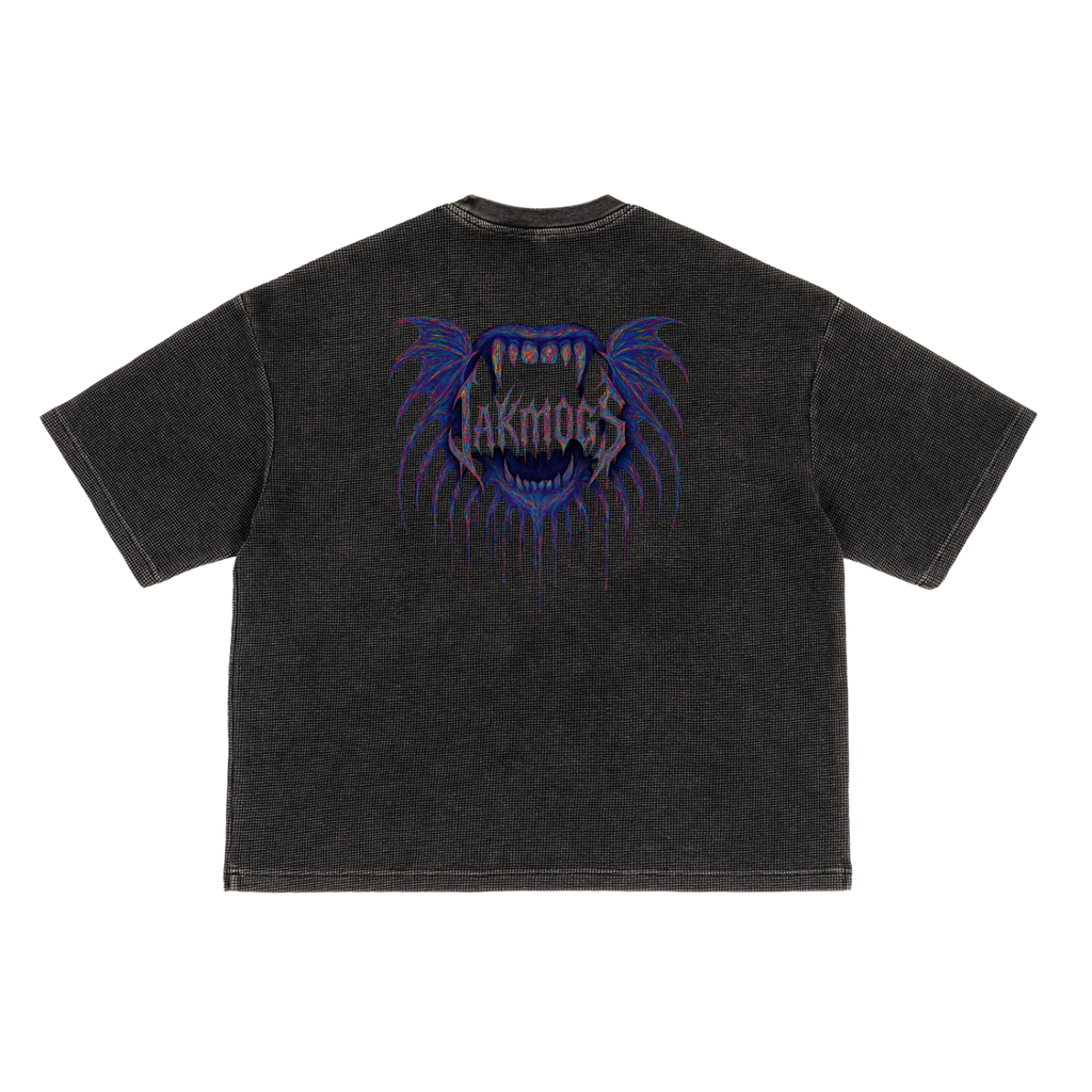 T shirt -unisex Glitched               (Waffle-Texture Washed Boxy T-Shirt)