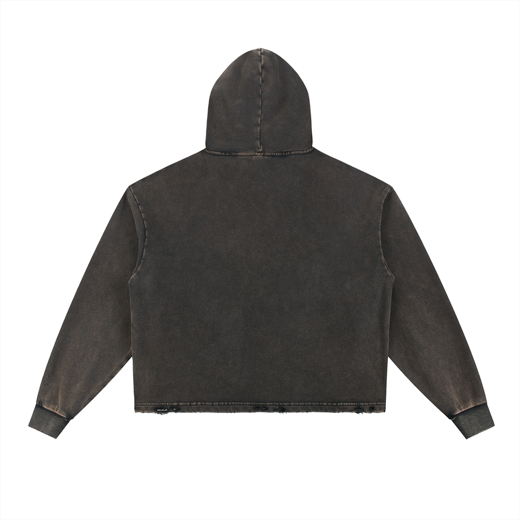 Hoodie unisex  black red unhinged.                Vintage Washed Frayed-Hem Hoodie