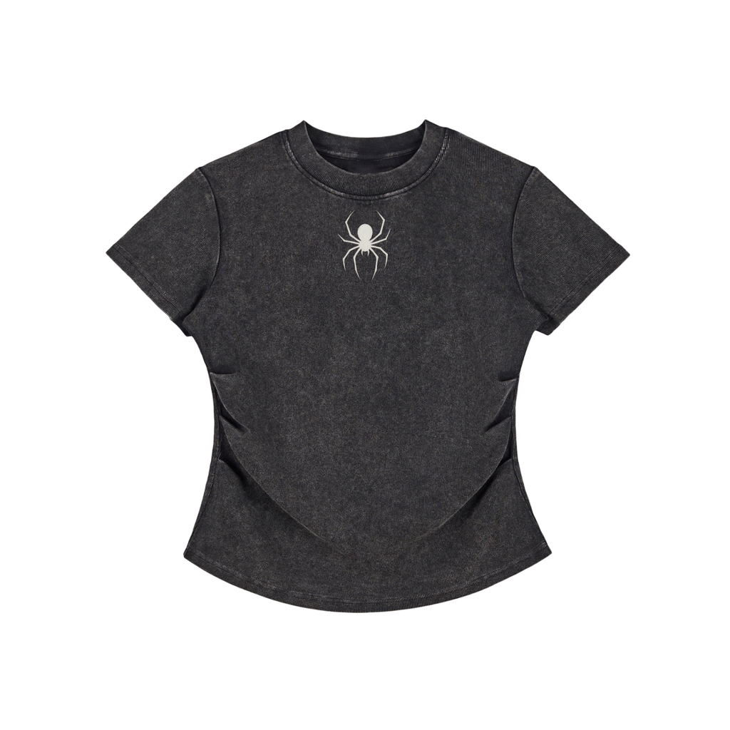 Womens spider top                Vintage Washed Bodycon Cotton T-Shirt