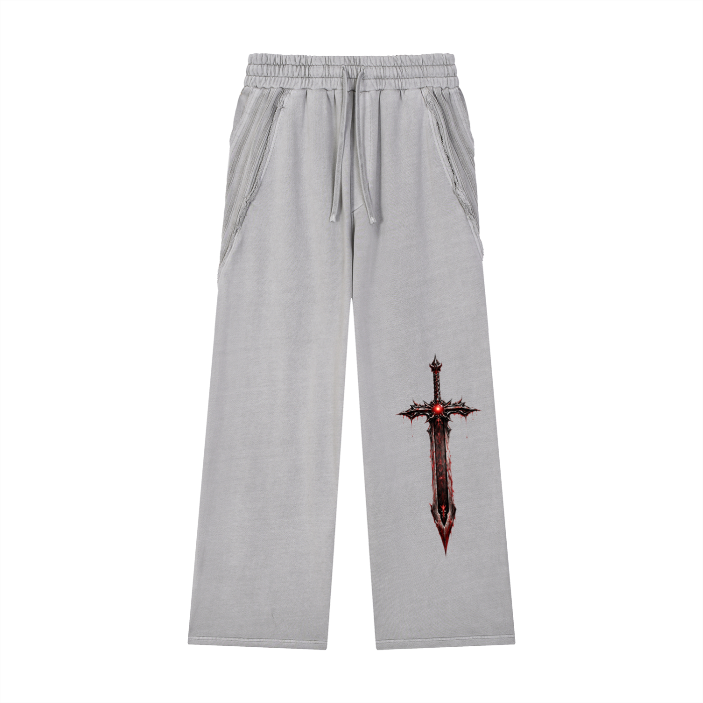 Mogged Snow Washed Tape Raw Edge Sweatpants