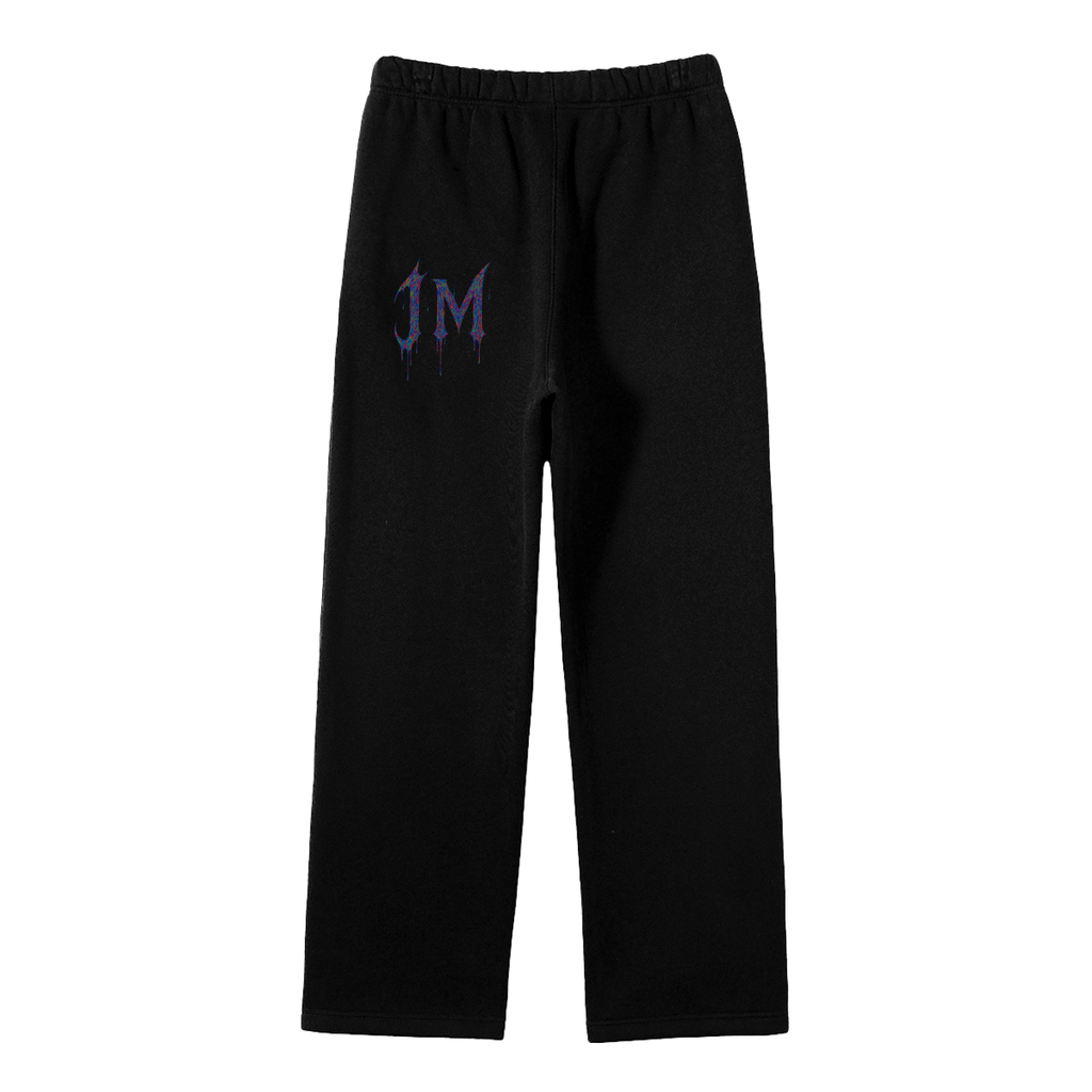 Joggers-unisex unisex  Glitched JM- black.        (Streetwear Unisex Solid Color Fleece Straight Leg Pants)