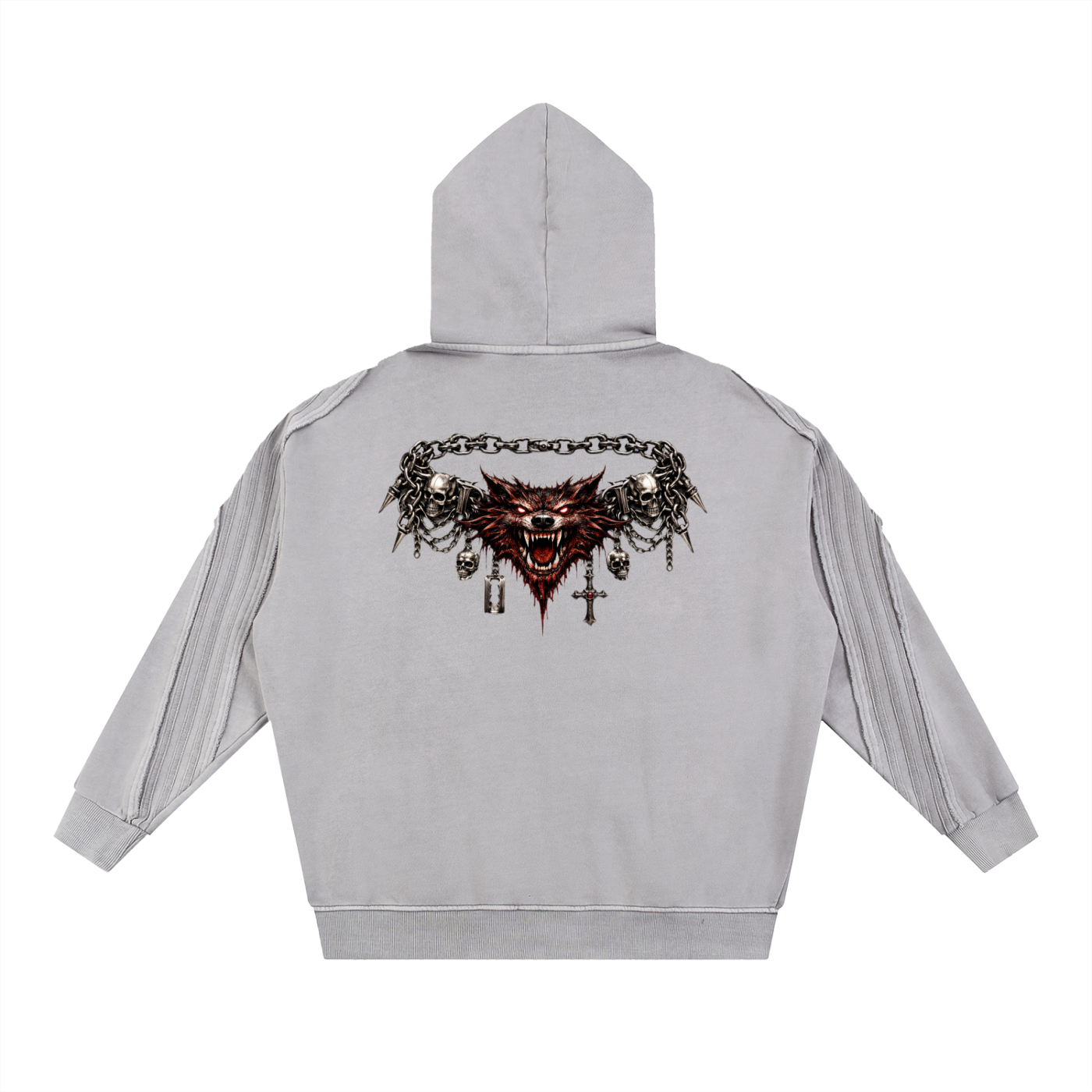 Made to mog Snow Washed Tape Raw Edge Zip Hoodie