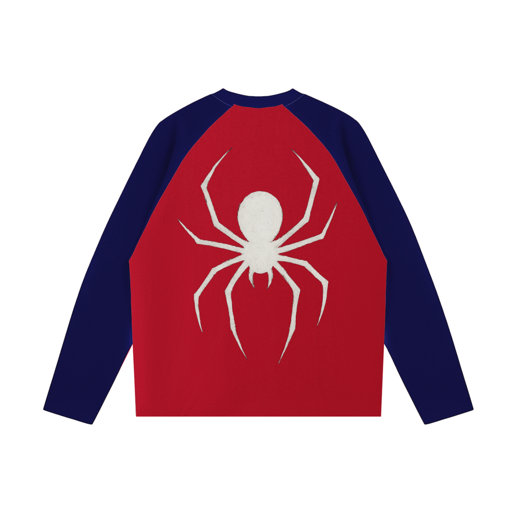Sleeve white unhinged spider unisex Color-Blocked Raglan Long-Sleeve T-Shirt