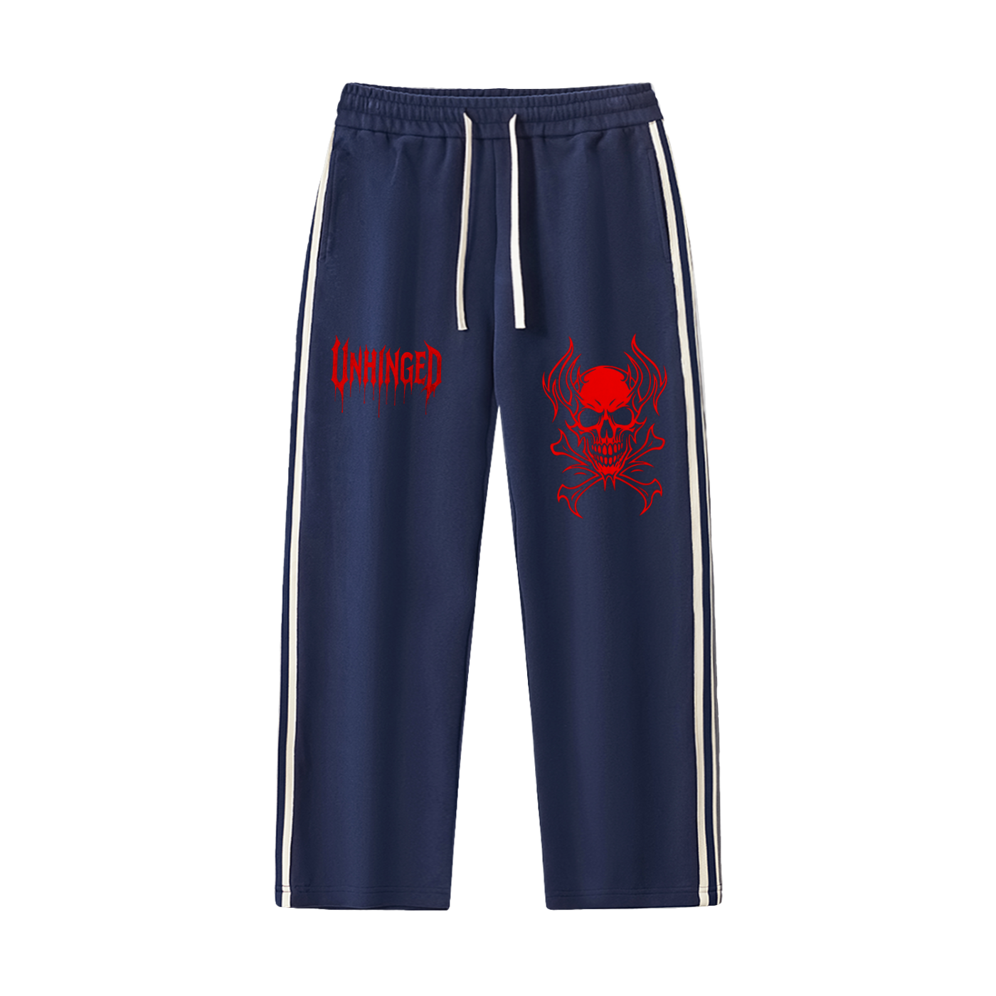 Joggers unisex x unhinged x skull Contrast Side-Stripe Straight-Leg  Pants