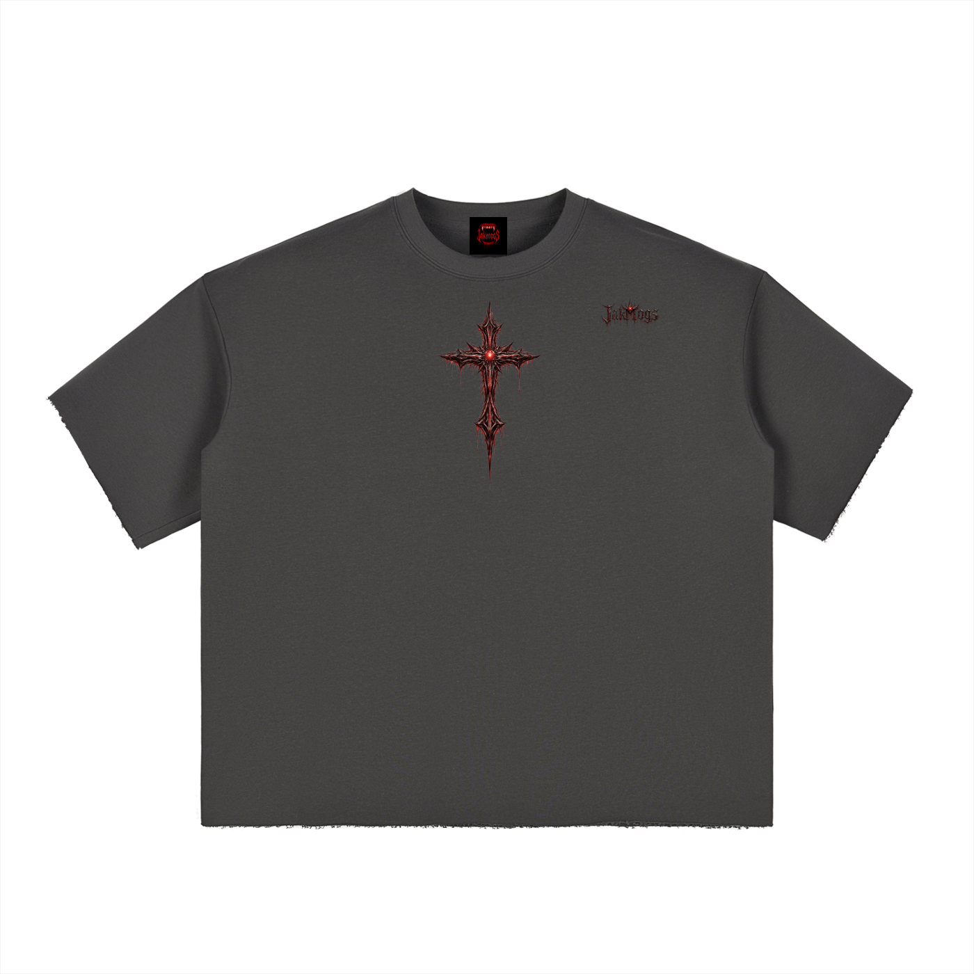 Jakmogs Boxy Half-Sleeve Raw-Edge T-Shirt