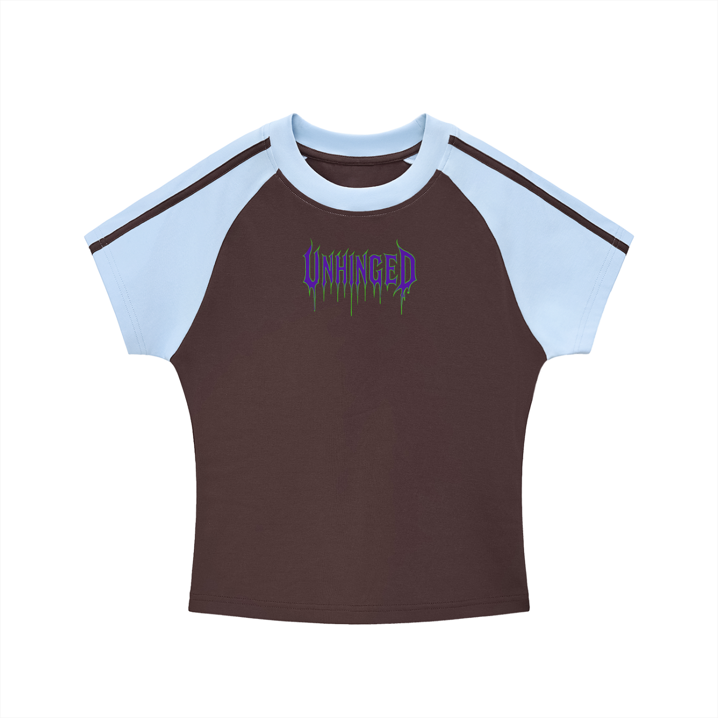 Unhinged Contrast Stripes Bodycon Raglan  Sleeve T-Shirt