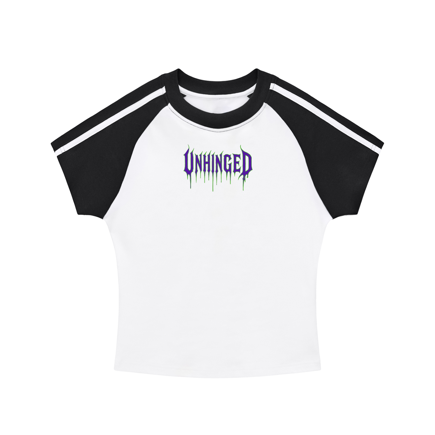 Unhinged Contrast Stripes Bodycon Raglan  Sleeve T-Shirt