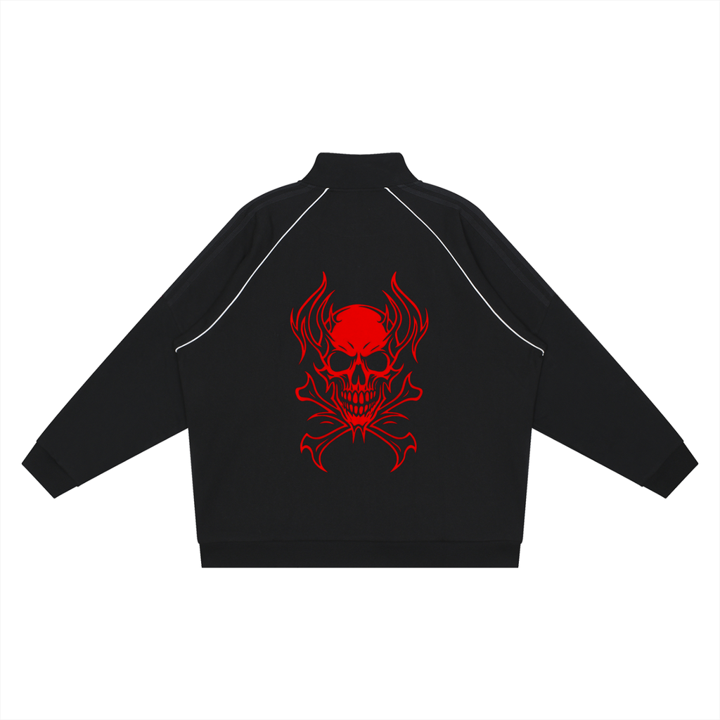 Unhinged unisex x skull Reflection Striped Raglan Sleeve  Jacket