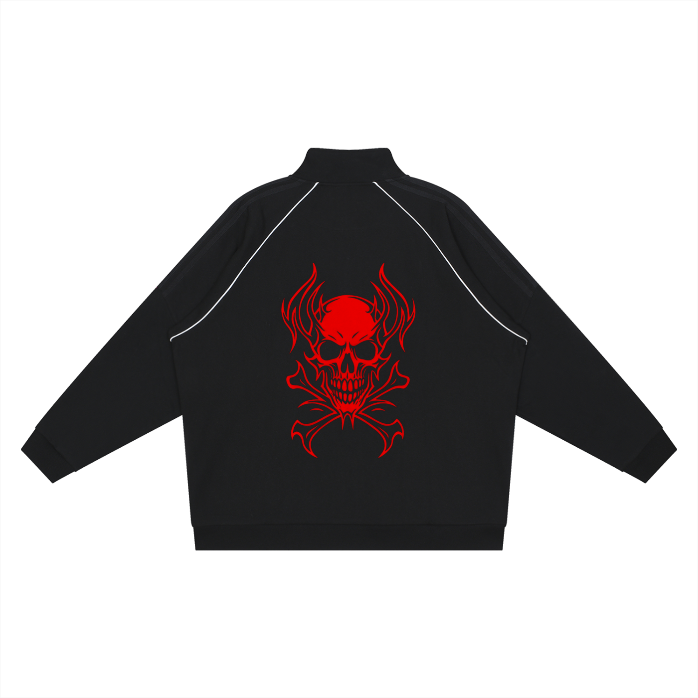 Unhinged unisex x skull Reflection Striped Raglan Sleeve  Jacket