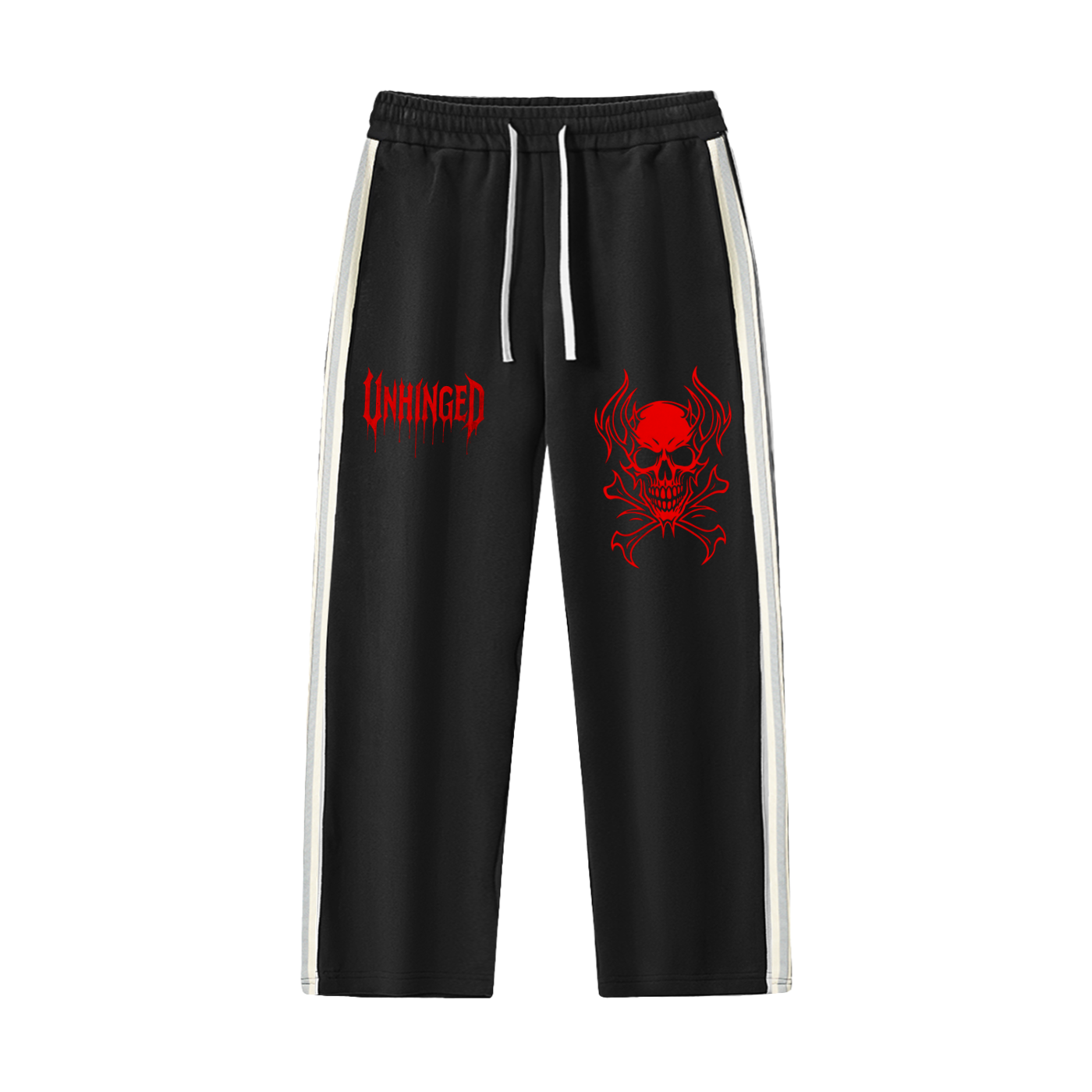 Joggers unisex x unhinged x skull Contrast Side-Stripe Straight-Leg  Pants