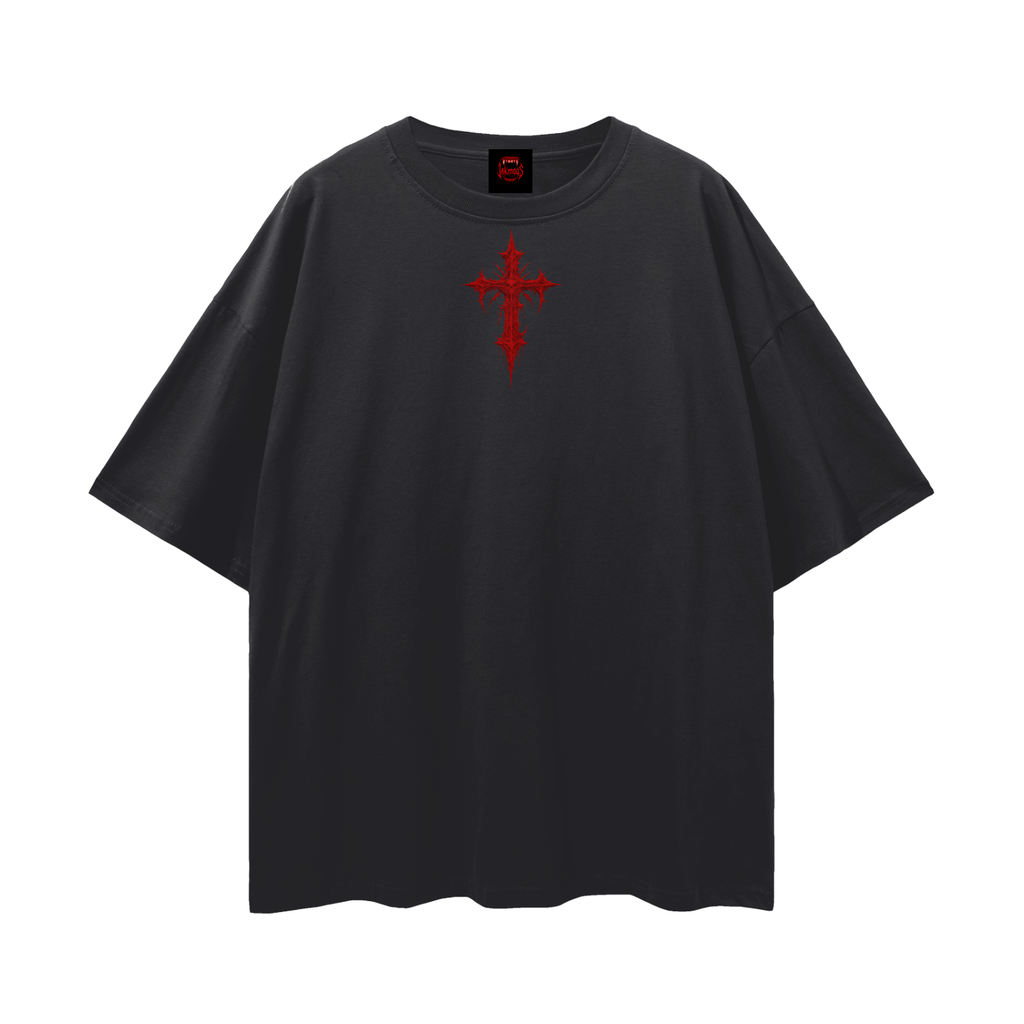 T shirt - unisex  Red unhinged.       Streetwear Loose Drop Shoulder T-Shirt