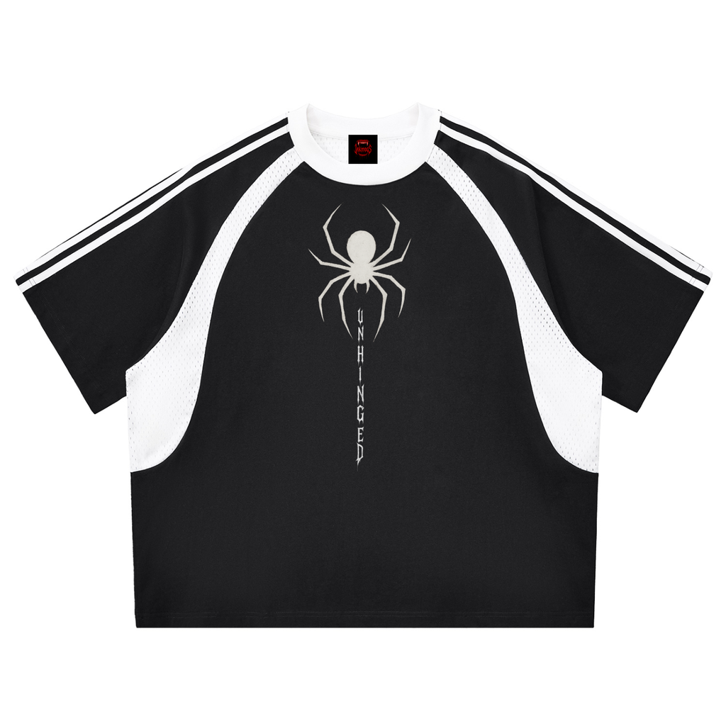 Top white unhinged limited edition  Contrast Stripes Panel Mesh T-shirt