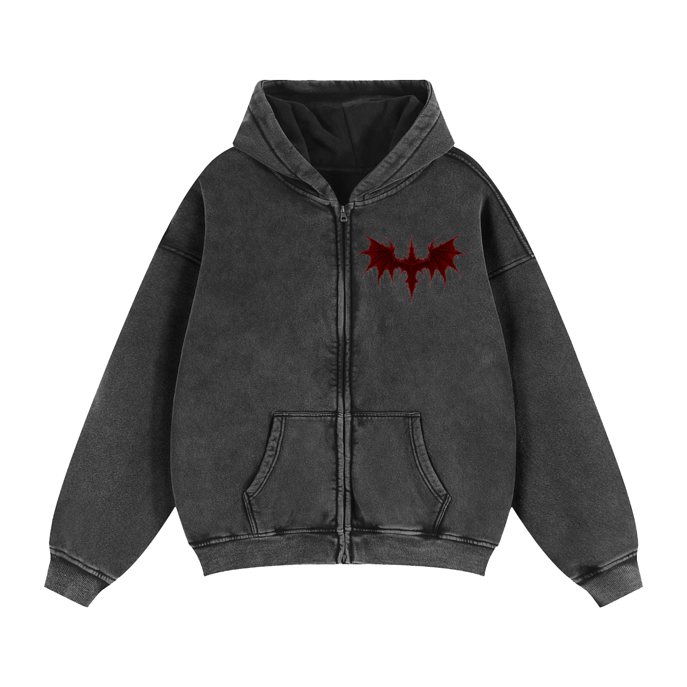 Wings unisex x unhinged Zip-Through Boxy Fleece Hoodie