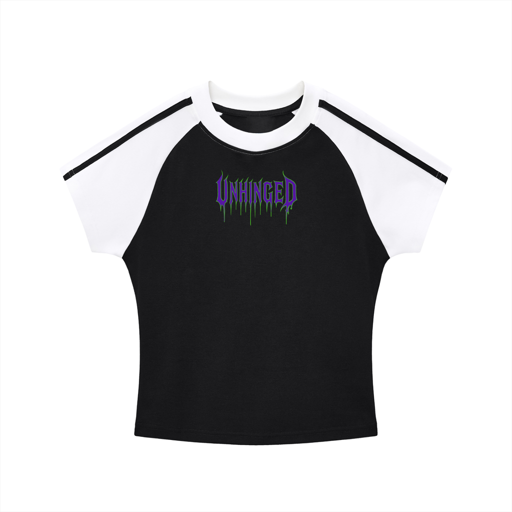 Unhinged Contrast Stripes Bodycon Raglan  Sleeve T-Shirt
