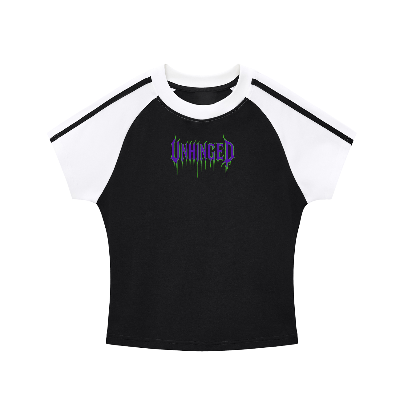 Unhinged Contrast Stripes Bodycon Raglan  Sleeve T-Shirt