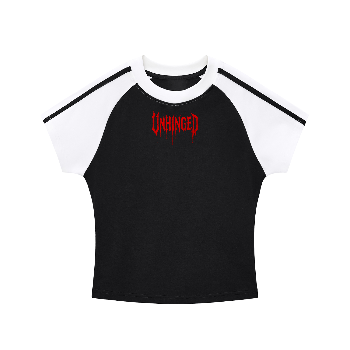 T shirt x women’s x unhinged  Contrast Stripes Bodycon Raglan  Sleeve T-Shirt