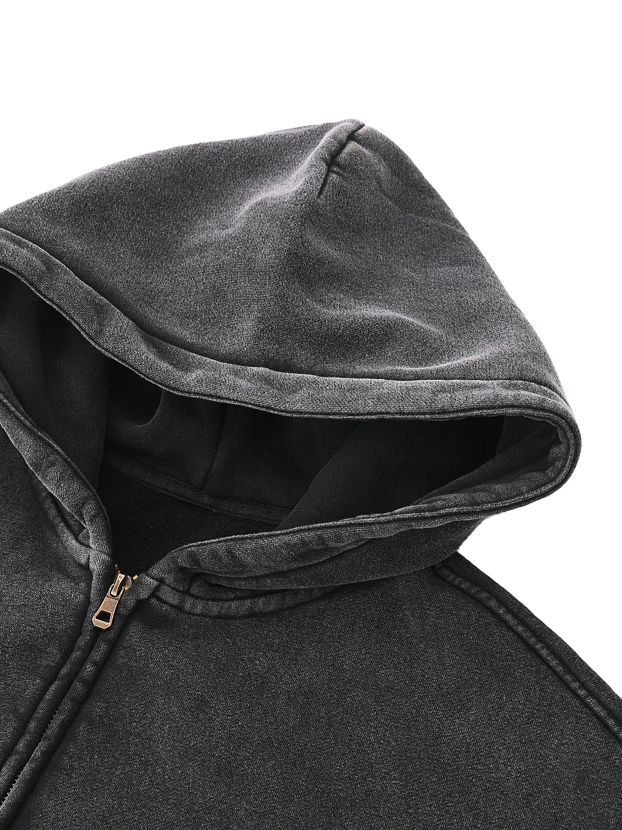Hoodie Simple jakmogs Zip-Through Boxy Fleece Hoodie