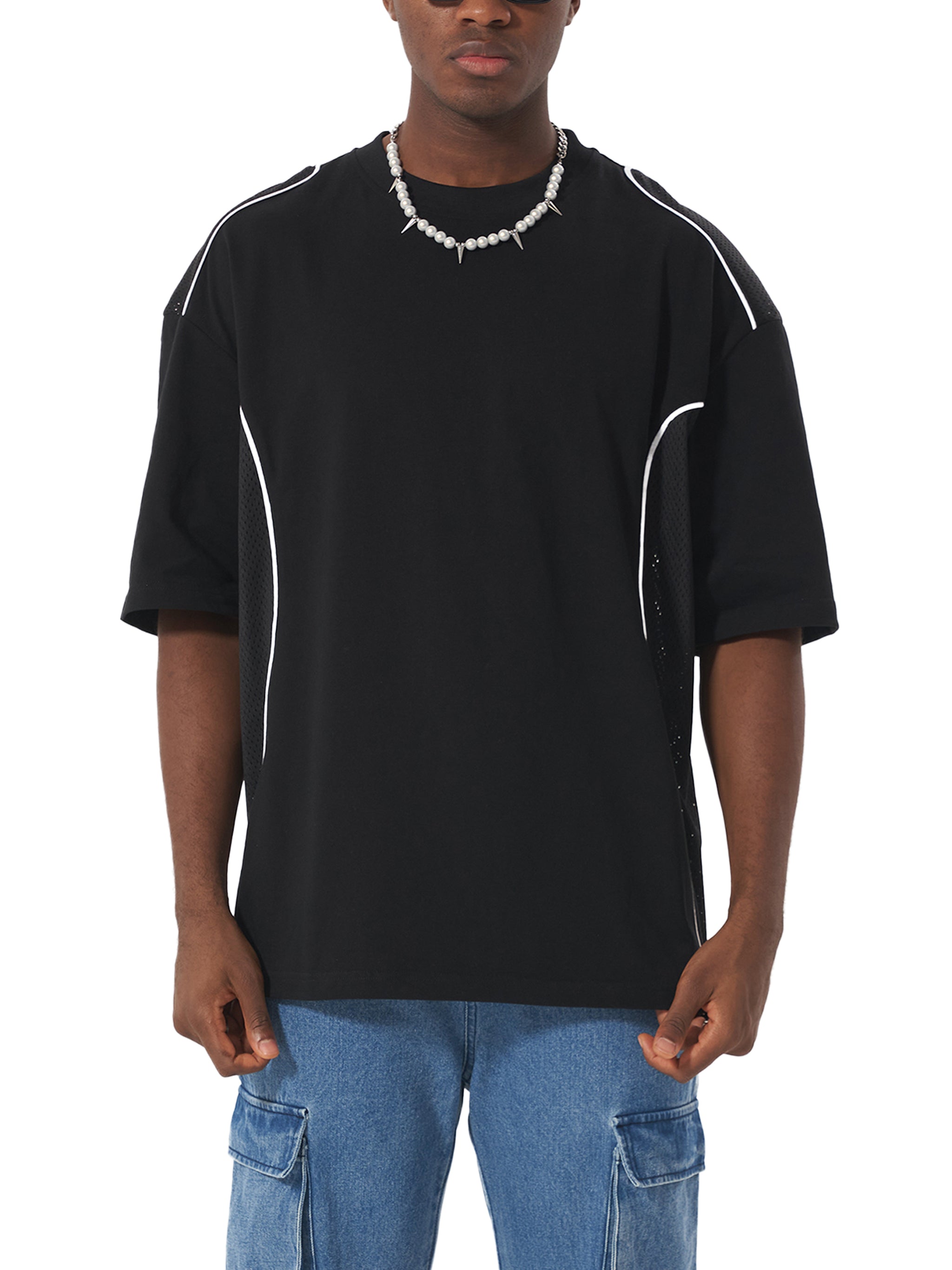 Unhinged unisex  Contrast Piped Panel T-Shirt
