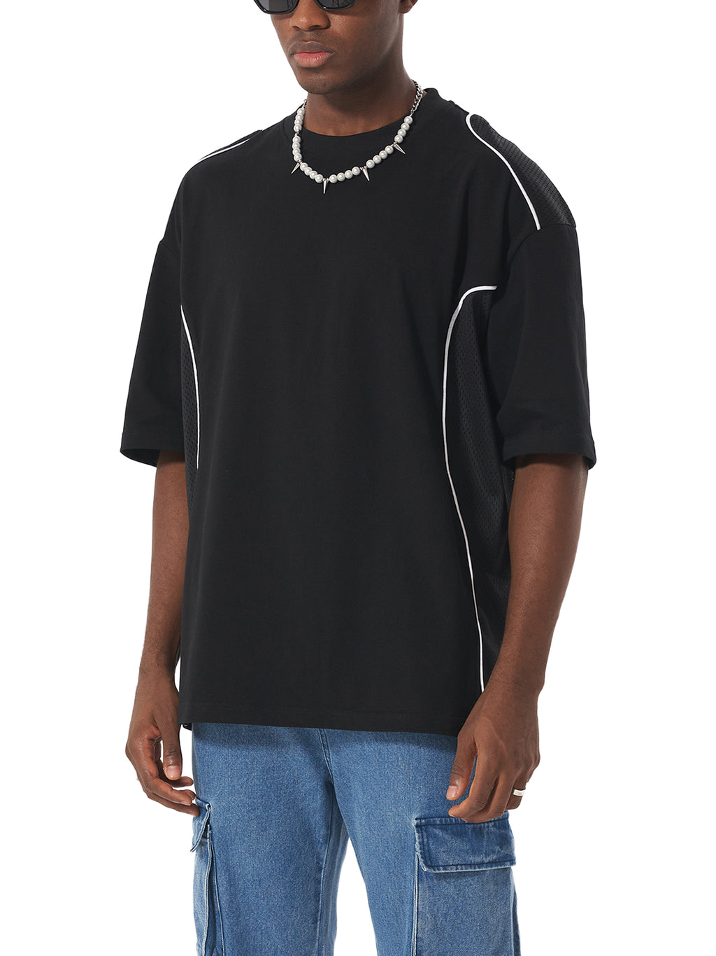 Unhinged unisex  Contrast Piped Panel T-Shirt