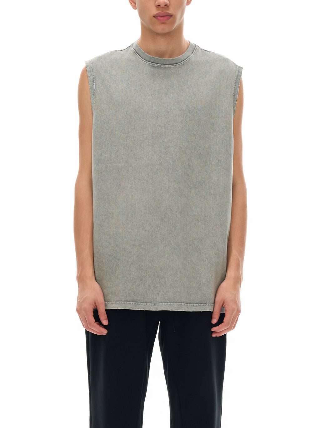 Tank top- unisex RED UNHINGED .          Snow Washed Frayed Hem Tank Top