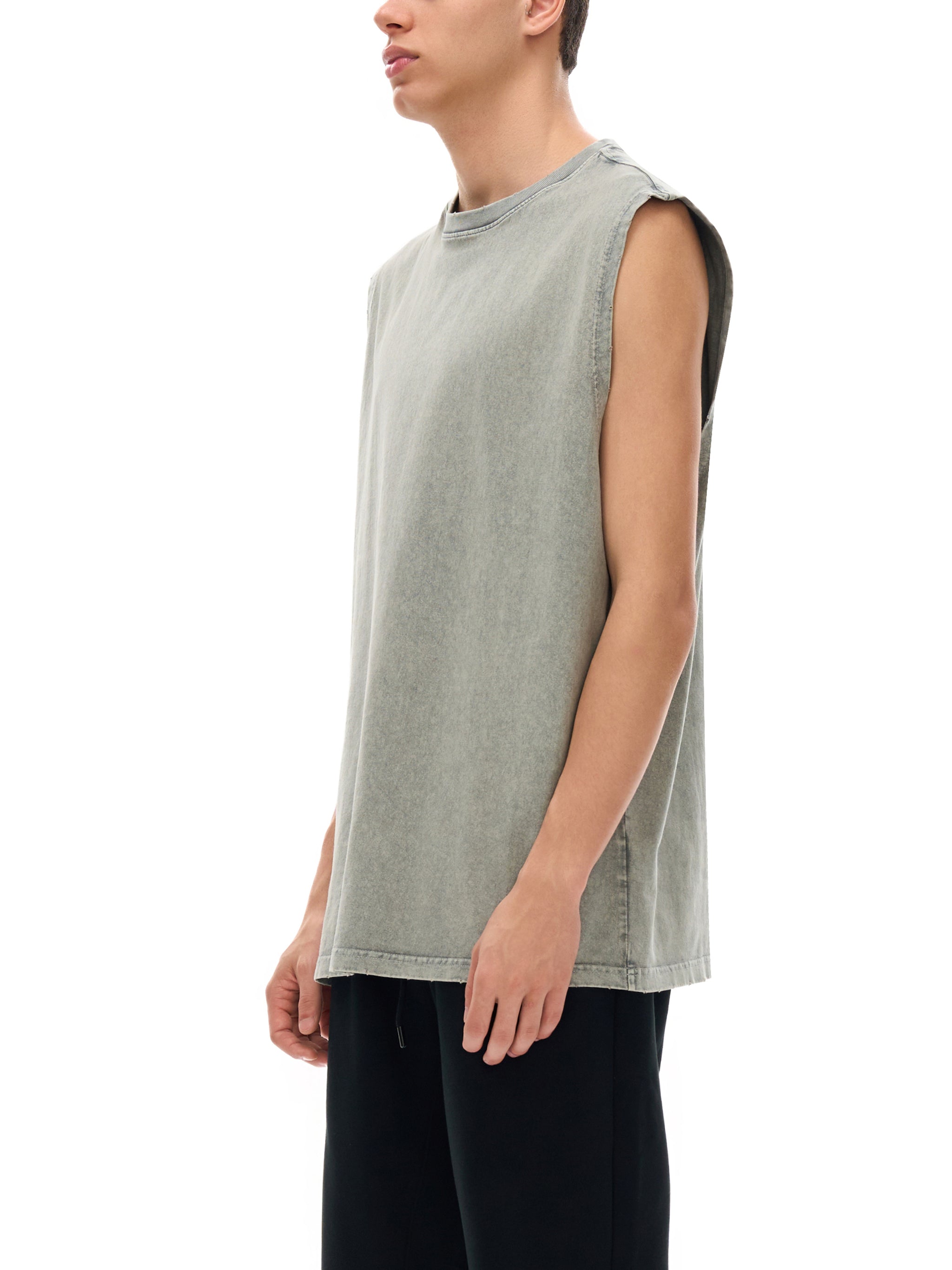 Tank top- unisex RED UNHINGED .          Snow Washed Frayed Hem Tank Top