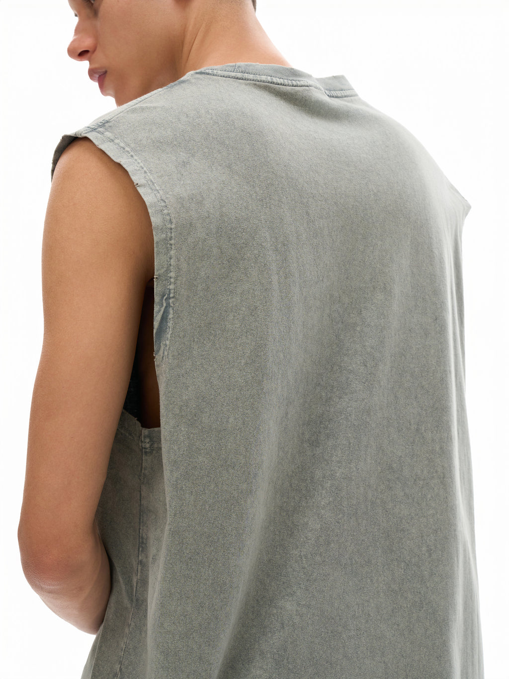 Tank top- unisex RED UNHINGED .          Snow Washed Frayed Hem Tank Top