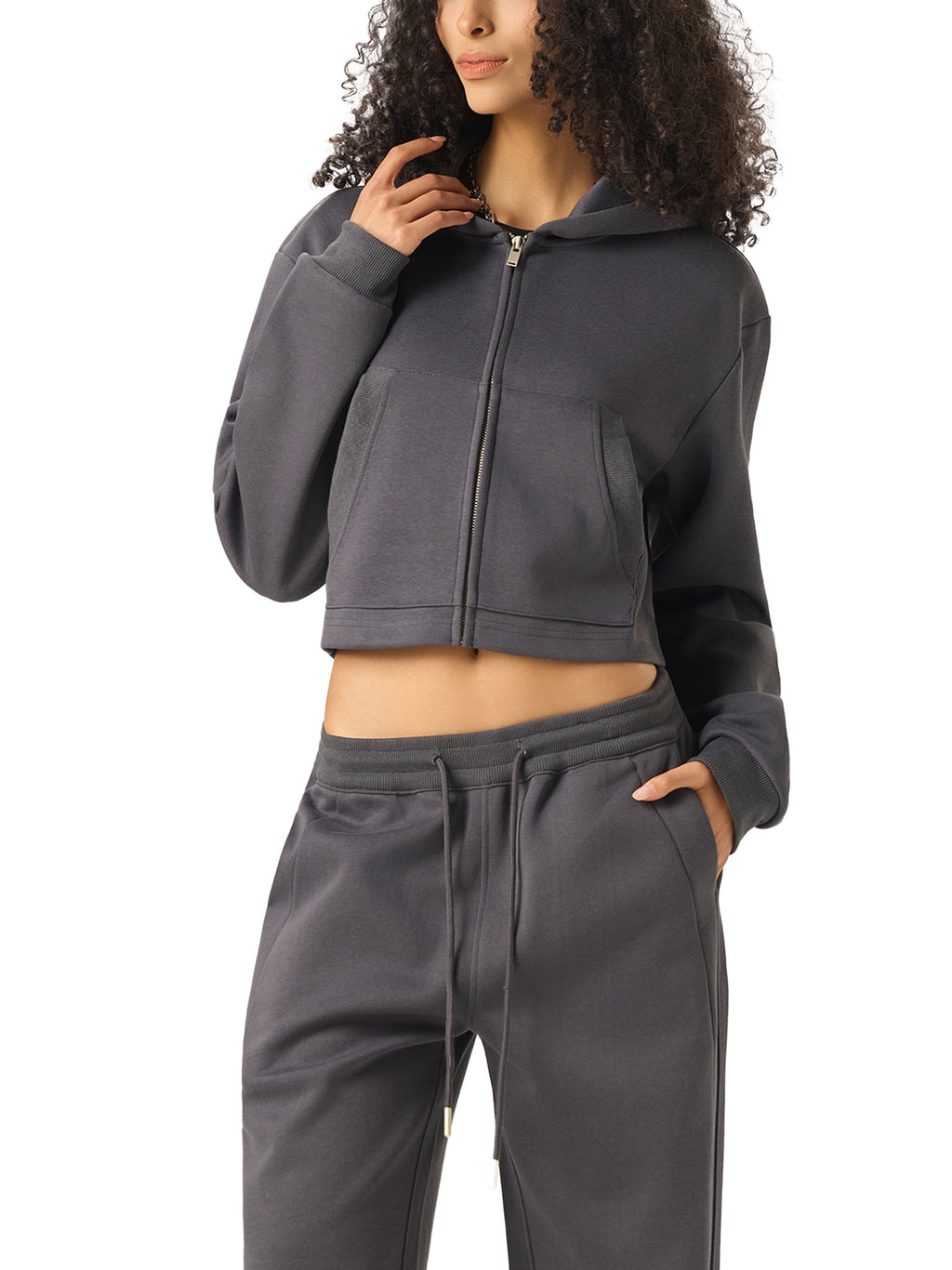 Spider crop hoodie women’s     Essential Cropped Zip-Up Hoodie