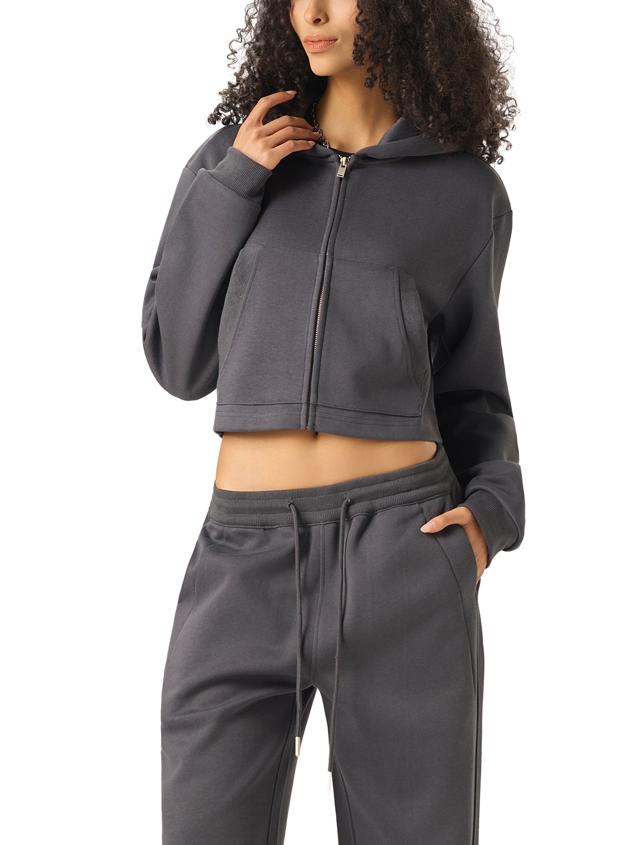 Spider crop hoodie women’s     Essential Cropped Zip-Up Hoodie