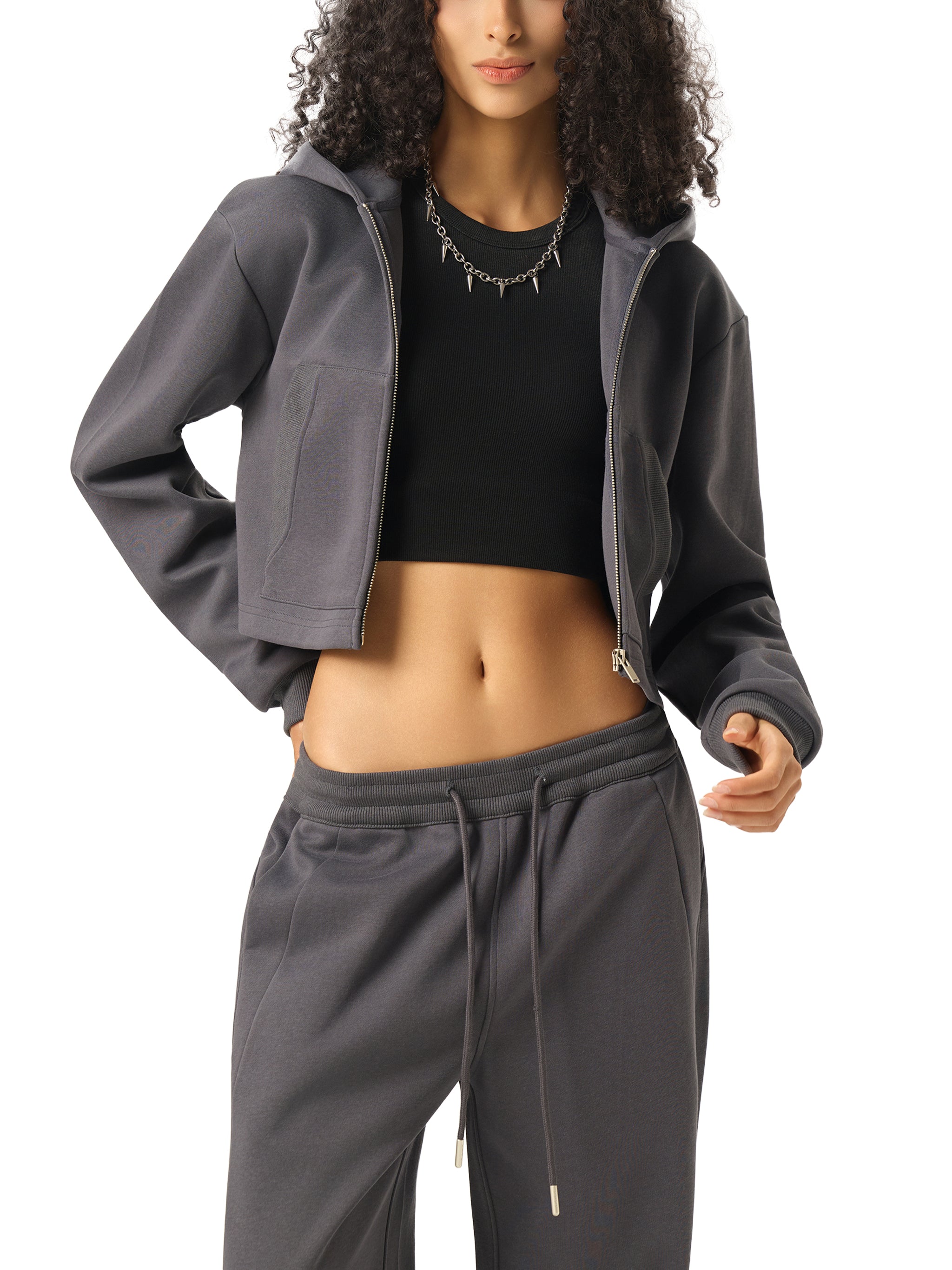 Spider crop hoodie women’s     Essential Cropped Zip-Up Hoodie